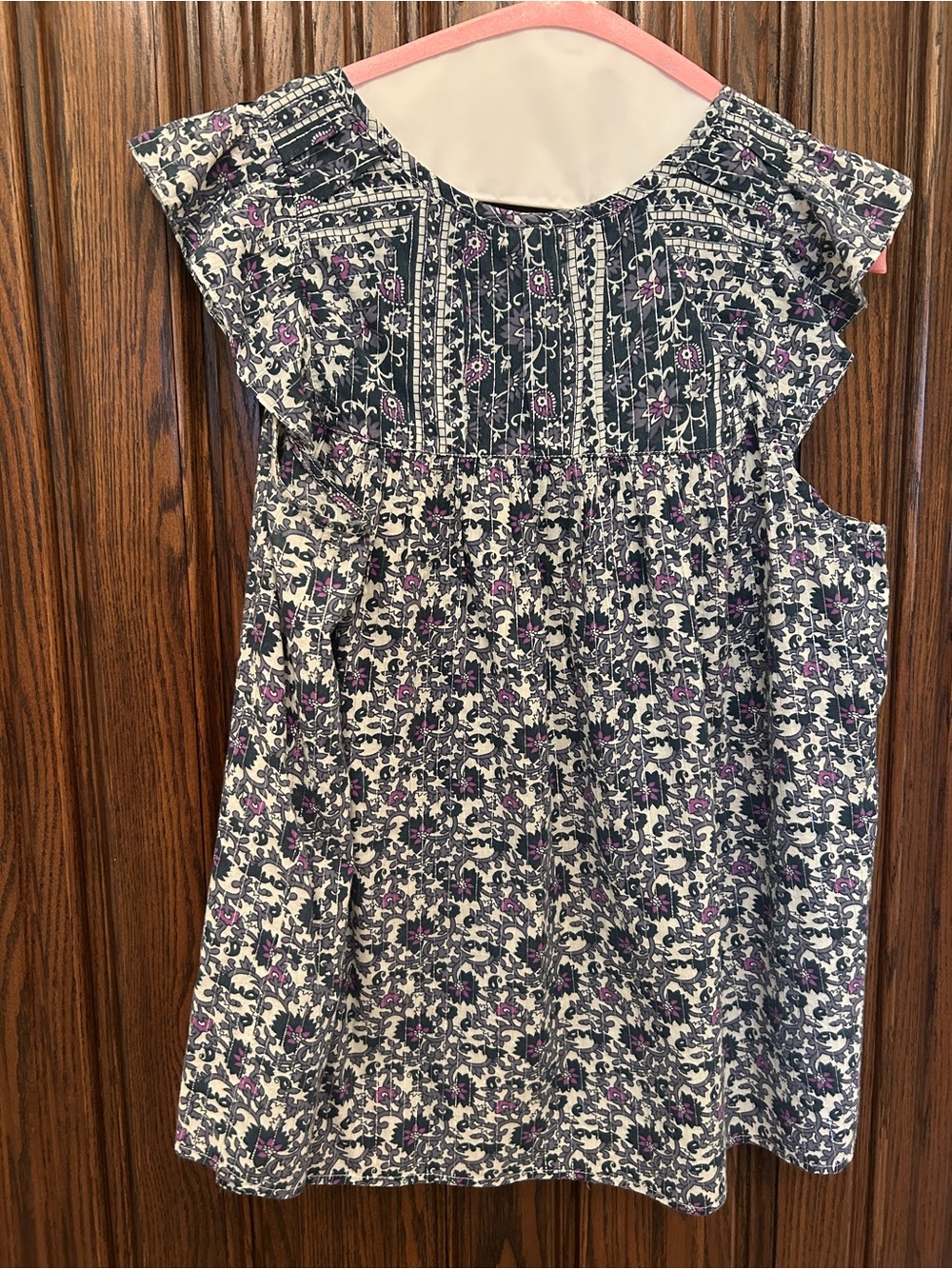 Floral Navy and Purple 100% Cotton Baby Doll Top